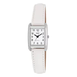   Q&Q női karóra, quartz, ezüst színű fémtok, fehér színű bőrszíj, fehér színű számlap Q44C-008PY