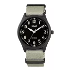   Q&Q férfi karóra, quartz, fekete színű fémtok, szürke színű NATO szíj, fekete színű számlap Q76B-006PY