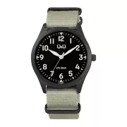   Q&Q férfi karóra, quartz, fekete színű fémtok, szürke színű NATO szíj, fekete színű számlap Q76B-006PY