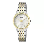   Q&Q nöi karóra, quartz, bicolor színű fémtok, bicolor színű fémcsat, ezüst színű számlap QZ81J401Y
