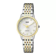   Q&Q nöi karóra, quartz, bicolor színű fémtok, bicolor színű fémcsat, ezüst színű számlap QZ81J401Y