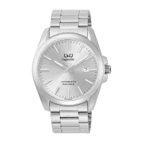   Q&Q férfi automata karóra, ezüst színű nemesacél tok, ezüst színű nemesacél csat, ezüst színű számlap (Superior) 23A-505VK