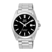   Q&Q férfi automata karóra, ezüst színű nemesacél tok, ezüst színű nemesacél szíj, fekete színű számlap (Superior) 23A-506VK