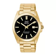   Q&Q férfi automata karóra, arany színű nemesacél tok, arany színű nemesacél szíj, fekete színű számlap (Superior) S23A-510PK