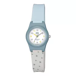   Q&Q gyerek karóra, quartz, kék színű műanyag tok, kék/szürke színű műanyag szíj, fehér számlap VP47J035Y