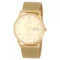   ASTRON 5511-5 férfi karóra, arany színű nemesacél tok, arany színű milánói nemesacél csat, pezsgőszínű számlap, zafír, quartz szerkezet, cseppmentes vízállóság