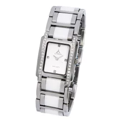   ASTRON 5578-7 női karóra, ezüst színű nemesacél tok, bicolor színű nemesacél csat, kerámia díszítéssel, fehér számlap, keményített ásványüveg, quartz szerkezet, cseppmentes vízállóság