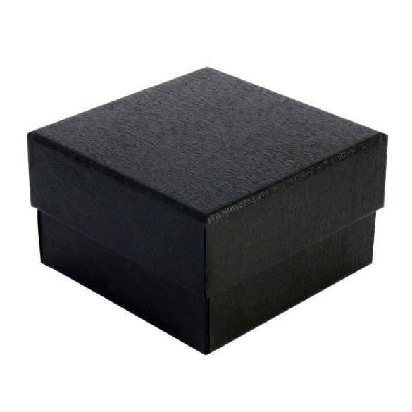 Logó nélküli karóra doboz, fekete papír borítású külső, belűl fekete párnával