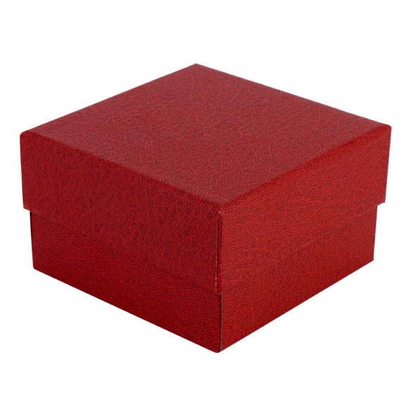 Logó nélküli karóra doboz, piros papír borítású külső, belűl fehér párnával
