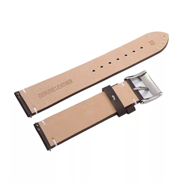 Karóra bőrszíj, barna színű, gyorskioldós, 80+125/22 mm