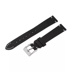   Karóra bőrszíj, fekete színű, gyorskioldós, 80+125/14 mm