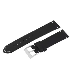   Karóra bőrszíj, fekete színű, gyorskioldós, 80+125/18 mm