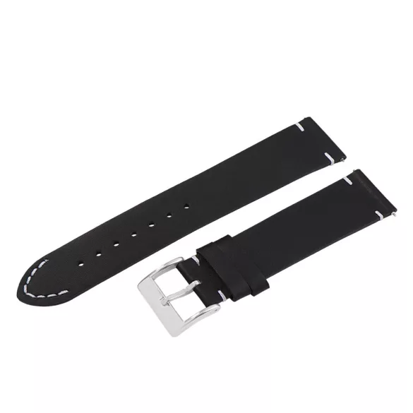 Karóra bőrszíj, fekete színű, gyorskioldós, 80+125/18 mm