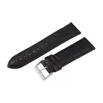 Karóra szíj, valódi bőr, fek.ezü.75+115mm/24mm