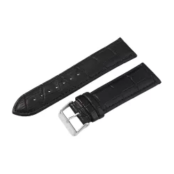 Karóra szíj, valódi bőr, fek.ezü.75+115mm/24mm