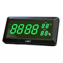   Hálózati falióra, fekete színű műanyag tok, zöld színű LED kijelzés