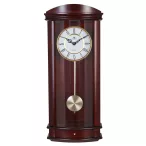   Merion ingás fa falióra, quartz, hangjelzés nélküli, mahagóni színű tok, fehér római számos számlap, domború üveges