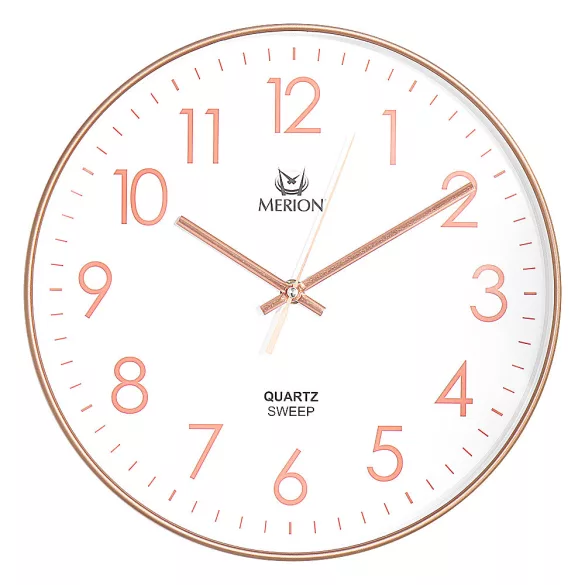 Merion falióra, quartz, rózsa arany színű tok, fehér számlap, sweep