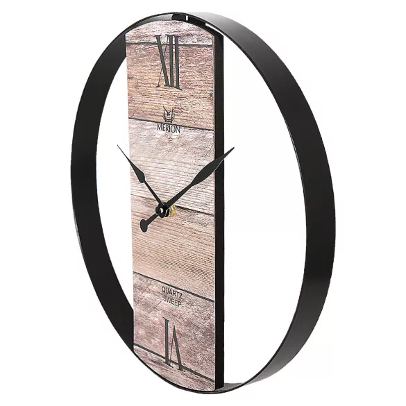 Merion falióra, quartz, fém keret, különleges fa számlap, sweep