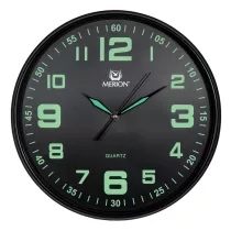   Merion falióra, quartz, fekete színű műanyag tok, (foszforeszkáló), fekete színű számlap zöld számokkal, sweep szerkezet