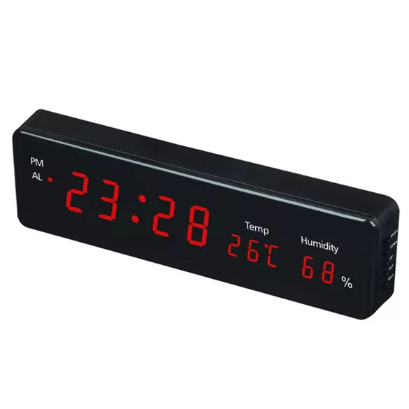 Hálózati asztali óra, fekete, piros LED 1,2^