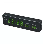 Hálózati asztali óra, fekete, zöld LED 1,2^