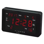 Hálózati falióra, fekete tok, 1,8^ piros LED 