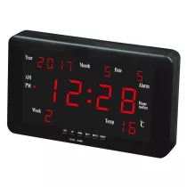 Hálózati falióra, fekete tok, 1,8^ piros LED 