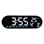   Hálózati asztalióra / falióra, fekete tok, 12,3^ - színes LED, távirányítóval