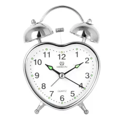Merion fém ébresztőóra,quartz,ezüst szín (szív)