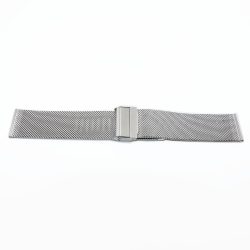   Acél karóra csat, fonott (mesh) dizájn, ezüst színű, 105+80 mm/24 mm