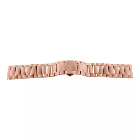 Acél karóra csat, tömör acél anyagú, pillangózáras, rózsaarany színű, 20mm