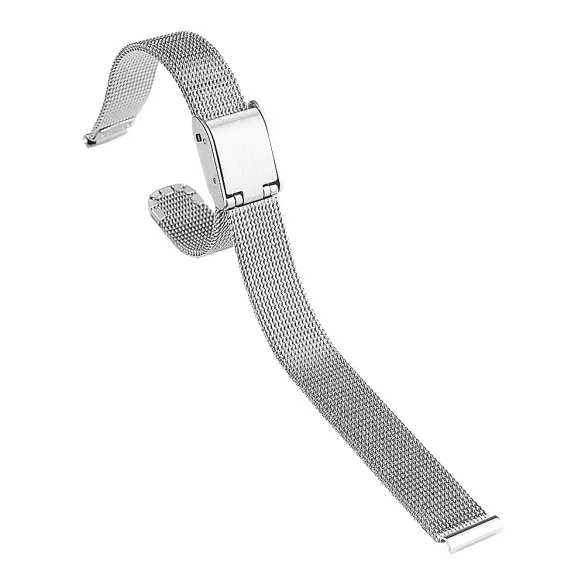 Karóra csat, acél, fonott (mesh) dizájn, ezüst színű, 10 mm