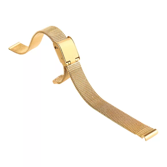Karóra csat, acél, fonott (mesh) dizájn, arany színű, 8 mm
