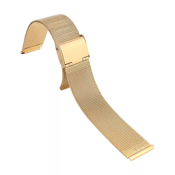 Karóra csat, acél, fonott (mesh) dizájn, arany színű, 18 mm
