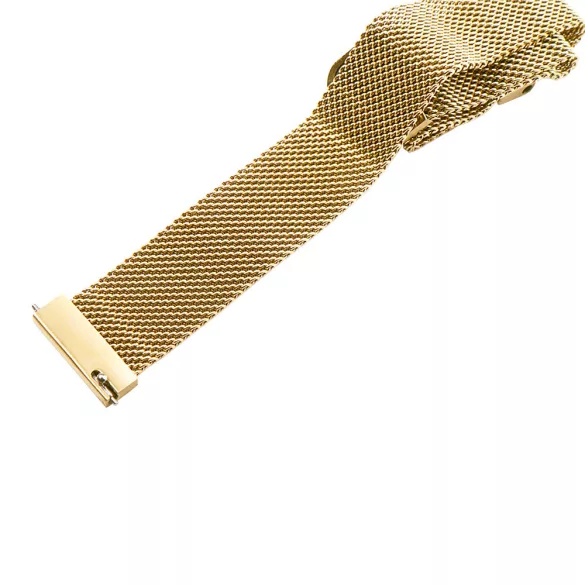 Karóra csat, acél, fonott (mesh) dizájn, gyorskioldós, mágneses zárral, arany színű, 20mm