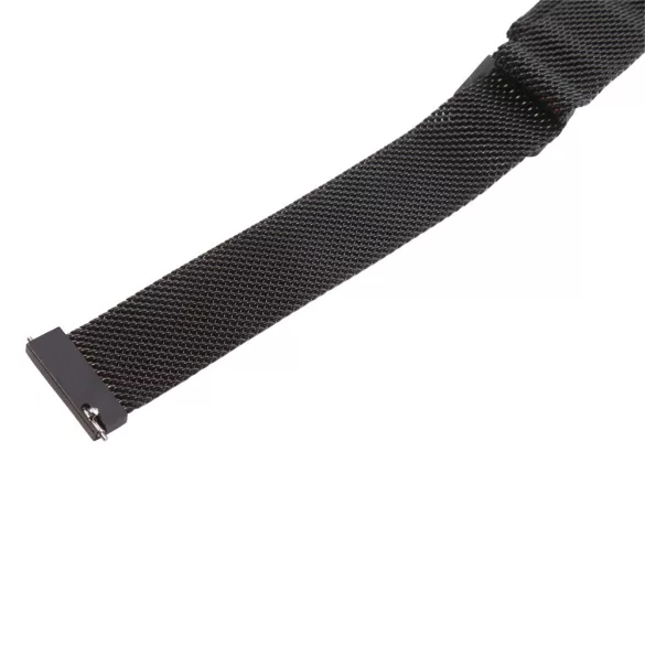 Karóra csat, acél, fonott (mesh) dizájn, gyorskioldós, mágneses zárral, fekete színű, 18mm