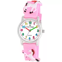   Tiko Time karóra gyerekeknek, quartz, 3D figurás rózsaszín alapon lovacskás szíj