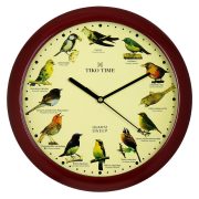   Tiko Time falióra, quartz, bordó színű műanyag tok, madaras számlap, (madárhangos)