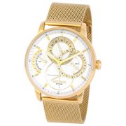 ASTRON 8026-6 férfi karóra, arany színű nemesacél tok, arany színű milánói nemesacél csat, fehér számlap, zafírüveg, quartz szerkezet, cseppmentes vízállóság ASTRON 8026-6 férfi karóra, arany színű nemesacél tok, arany színű milánói nemesacél csat, fehér számlap, zafírüveg, quartz szerkezet, cseppmentes vízállóság