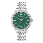   ASTRON 8064-3 női karóra, ékszeróra, ezüst színű nemesacél tok, ezüst színű nemesacél csat, zöld számlap, keményített ásványüveg, quartz szerkezet, WR 50M vízállóság
