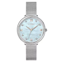   ASTRON 8065-2 női karóra, ezüst színű nemesacél tok, ezüst színű milánói csat, kék számlap, keményített ásványüveg, quartz szerkezet, WR 50M vízállóság