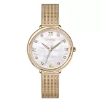   ASTRON 8065-9 női karóra, arany színű nemesacél tok, arany színű milánói csat, fehér számlap, keményített ásványüveg, quartz szerkezet, WR 50M vízállóság