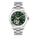   ASTRON 8066-3 automata férfi karóra, ezüst színű nemesacél tok, ezüst színű nemesacél csat, zöld számlap, zafír üveg, mechanikus automata szerkezet, WR100M vízállóság