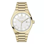   ASTRON 8067-9 quartz férfi karóra, arany színű nemesacél tok, arany színű nemesacél csat, fehér számlap, WR50M vízállóság