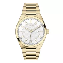   ASTRON 8067-9 quartz férfi karóra, arany színű nemesacél tok, arany színű nemesacél csat, fehér számlap, WR50M vízállóság