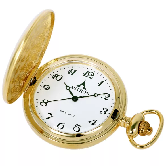 Astron férfi zsebóra, quartz, arany színű fémtok, fehér / arab számos számlap