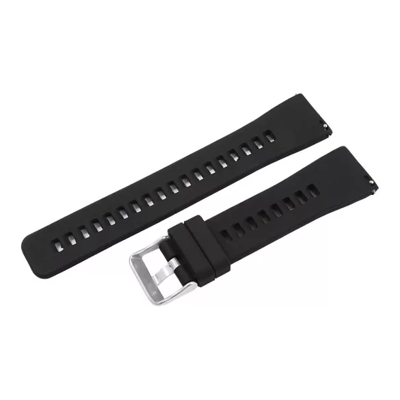 Műanyag okosóra szíj, gyorskioldós, fekete színű, normál hossz, 20mm