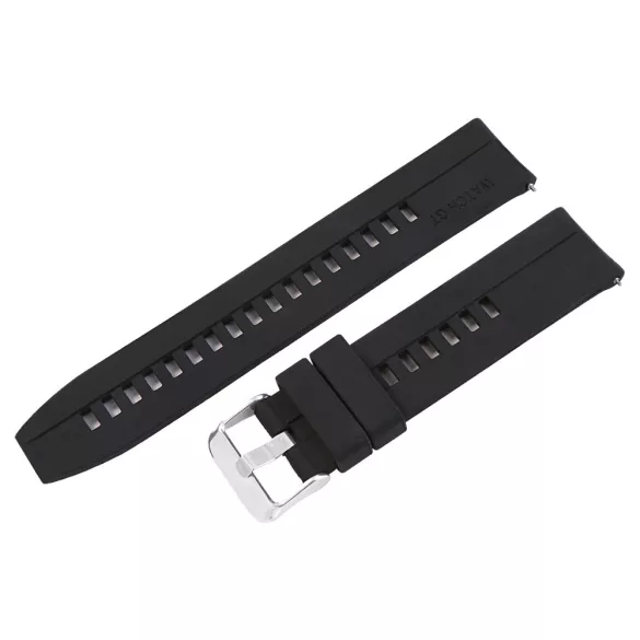 Műanyag okosóra szíj, gyorskioldós, fekete színű, normál hossz, 20mm