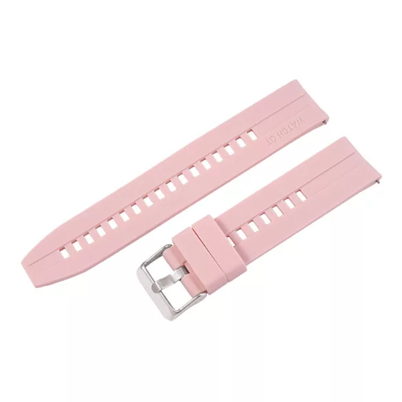 Műanyag okosóra szíj, gyorskioldós, rózsaszín színű, normál hossz, 20mm